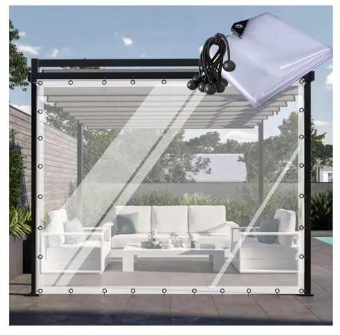 Strapazierfähige wasserdichte Pergola-Vorhänge mit Ösen, transparenter Kunststoff-Trennwand für Garten, Terrasse, Veranda