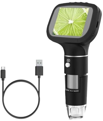 Microscopio digital de pantalla de alta resolución de 2.4 pulgadas, aumento de 50x a 1600x, LED iluminado para estudiantes electrónicos transportables