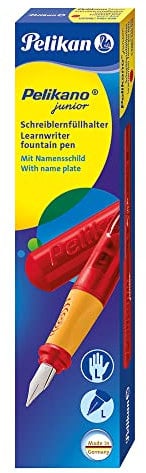 Pelikan Füller Pelikano Junior für Linkshänder, Feder L, 1 Set, rot (Für Linkshänder)