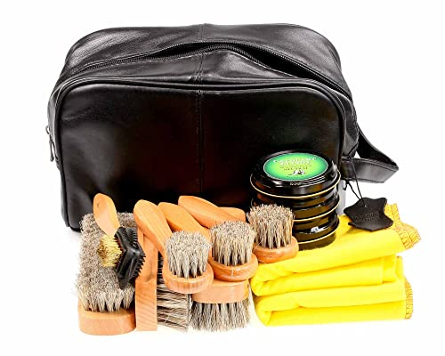 Cathcart Elliot Premium Shoe cleaning Kit with 7 brushes and 3 tins of polish