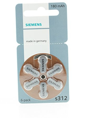 6-er pack Siemens 312 s312 Zinc Air Blister Hörgeräte Batterien