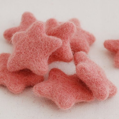 Oriental Direct 100% Wool Felt Stars - 3cm - 10 Felt Stars - Dusty Rose Pink
