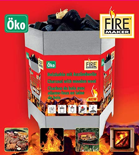 KM Firemaker Easy Grill - 2 Stück Öko Anzündkamin mit 500g Holzkohle und Anzünder Art. 291