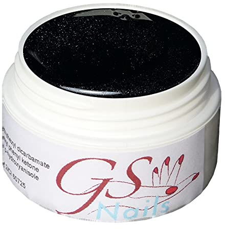 GS-Nails UV Farb-Gel für Nail-Art & Nagel-Design - 5 ml UV-härtendes Cover-Gel - Nail-Gel - selbstglättendes Nagel-Gel - Effekt Schwarz - D1