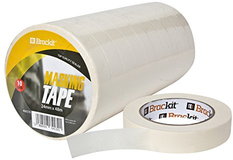 brackit Easy Removal White Masking Tape | 10 Masking Tape Rolls Bulk Bundle (24mm x 48m per roll)…