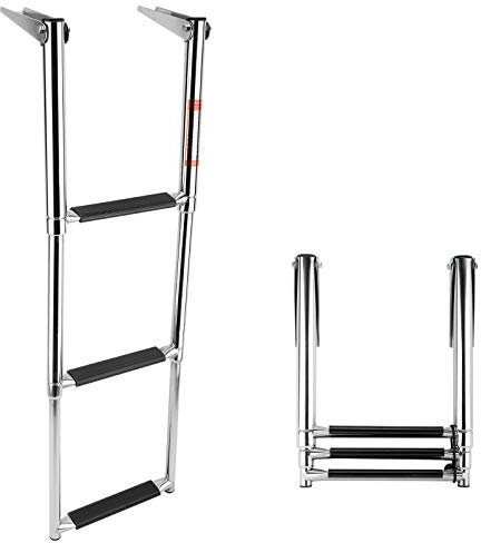 Amarine Made Boat Ladder, 3 Step Stainless Steel Telescoping Boat Ladder Swim Step