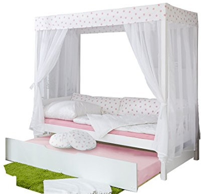 Himmelbett Marianne inkl. Tüll-Set Weiß Rosa