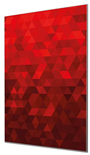 banjado Glas Magnettafel 40x60cm / Magnetwand Glas/Magnetpinnwand als Memoboard Glas/Pinnwand Magnettafel Küche, Büro, Kinderzimmer inkl. 4 Magnete & Montageset - Dreiecke Rot