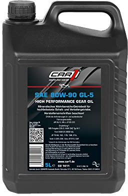 CAR1 Getriebeöl 80W-90 GL-5 High Performance Getriebe Öl Schaltgetriebe Lenkgetriebe Achsantrieb Kardanantrieb Kfz Nfz dickflüssig Gear Oil 5L