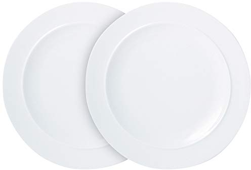 Denby White Porcelain Medium Plates Set of 2 - 24cm Dishwasher Microwave Safe Crockery - Chip & Crack Resistant Glazed Tableware