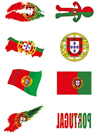 CARGEN® Portugal Flag Temporäre Tattoos für Fußballspiele Nationalflaggenaufkleber für Ballspiel Flag Tattoos auf Armgesicht für Kinder Erwachsene Party Festival