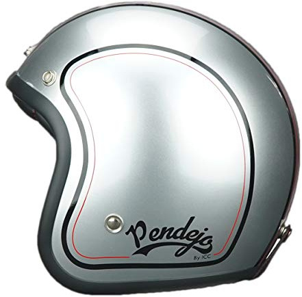 Casco de moto jet Pendejo Classic Plata by iguana custom collection con corchetes para pantallas (XL)