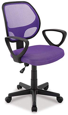 ACAZA Bürostuhl, Ergonomischer Schreibtischstuhl mit Armlehne, Höhenverstellbar und Wippfunktion, Computerstuhl aus atmungsaktivem Mesh mit Rollen, Büro Stuhl für Kinder, lila