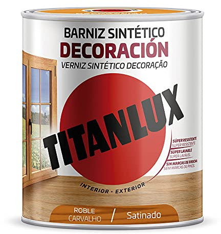 BARNIZ SINTÉTICO DECORACIÓN SATINADO ROBLE 0,250L TITANLUX M11100214
