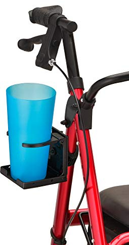 NOVA Medical Products Cup Holder for Star & Express Rollator, Cup Holder for Oval Tube NOVA Rollator Walkers, Adjustable & Foldable Drink Holder, Black