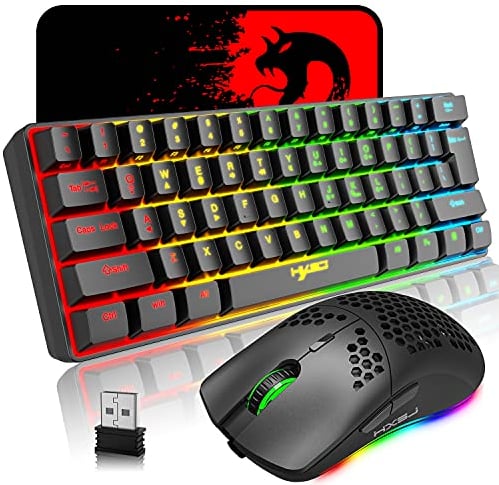 Mechanical Gaming Wireless Keyboard Bluetooth 5.0 / 2.4G USB-Dual-Modus 2200 MAH RGB-LED-Hintergrundbeleuchtung Kompakte vollständige Anti-Ghosting-Schlüssel Wireless Gaming-Maus 750 mAh leicht