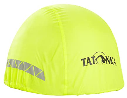 Tatonka Regenschutz Helmet Cover M/L - Wasserdichter Fahrradhelm Regenüberzug aus recyceltem Polyester - mit Reflektoren - Neongelb - Größe M/L