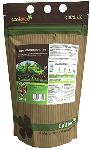 CULTIVERS Harina de Sangre de 1 kg. Abono Ecológico con Alto Contenido en Nitrógeno, Hierro Hémico y Materia Orgánica. Fertilizante Natural Activador de Crecimiento para Cultivos