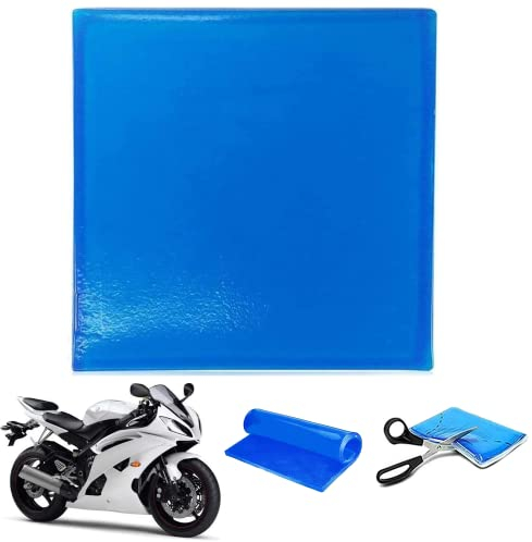 Motorrad Sitz Gel Pad Stoßdämpfungsmatte Komfortable Weiche Gelkissen DIY Motorrad Sitz Zubehör Komfortables kühlendes Stoffkissen Blau(25 x 25 x 1 cm)