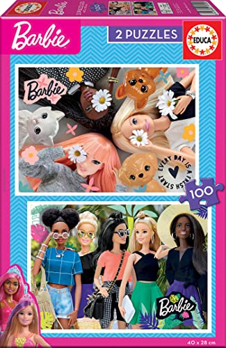Educa - Puzzleset 100 Teile | Barbie, 2x100 Teile Puzzleset für Kinder ab 6 Jahren, Puzzleset, Kinderpuzzle (19300)