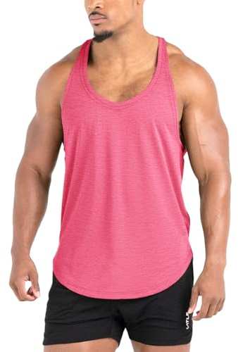 Lehmanlin Débardeur Homme Sport Musculation,Marcel Debardeur Homme Musculation Stringer, Chemises à Séchage Rapide(Rose, L)