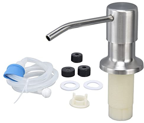 Buachois Küche Spüle Seifenspender und Verlängerungsrohr Kit, Edelstahl Arbeitsplatten Spülmittelspender mit 1 m Schlauch Eingebaute Seifen Lotion Spender für Home Kitchen Waschbecken