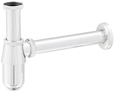 Sifone a Bottiglia Universale per Lavabo e Mobile con Lavabo Attacco Standard 1 e 1/4 in Zinco Cromato Guarnizioni Interne Incluse mod. Nara