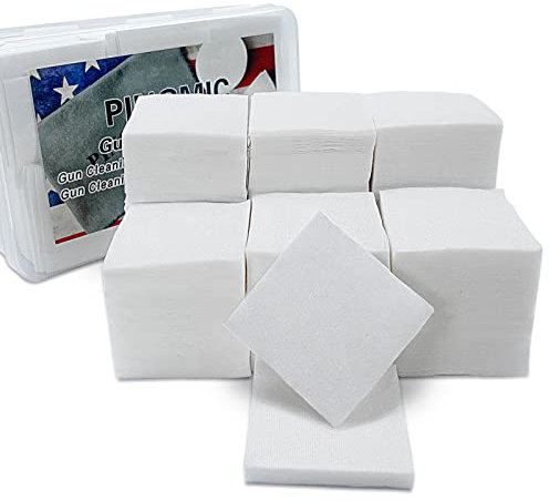 PINGMIC Toppe spesse per la pulizia della pistola, 900 pezzi, panno senza pelucchi con custodia, altamente assorbente, quadrate, 5,1 cm, adatte per la maggior parte dei prodotti per la pulizia delle