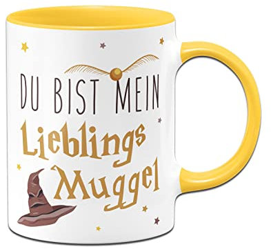 Tassenbrennerei Tasse mit Spruch Du bist mein Lieblings Muggel - Kaffeetasse lustig als Geschenk für Freunde oder Freundin - Fantasy (Gelb)