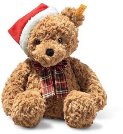 Steiff Kuscheltier Jimmy Teddybär Christmas, Süßes Stofftier mit Kunststoffaugen, Kinder, Jungen & Mädchen, Friends, Plüschtier 30 cm, Braun, 113239