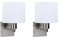 FORLIGHT LYON (2 unidades) Aplique de Pared para Dormitorio de Níquel Satinado y Pantalla Textil Blanca. Lámpara para Cabecero de Cama. Para Bombilla E27