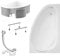 KOLMAN Badewanne MAREA Eckbadewanne 150x100 Rechts mit Styroporverkleidung, Ablaufgarnitur und Füßen Komplettset 4in1 Premium Original Acryl Wanne Siphon