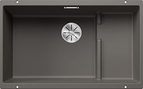 BLANCO SUBLINE 700-U Literevel Fregadero de granito de color gris silcán, tipo de montaje: bajo encimera, para armarios inferiores de 80 cm de ancho, un recorte y solo una vez montado