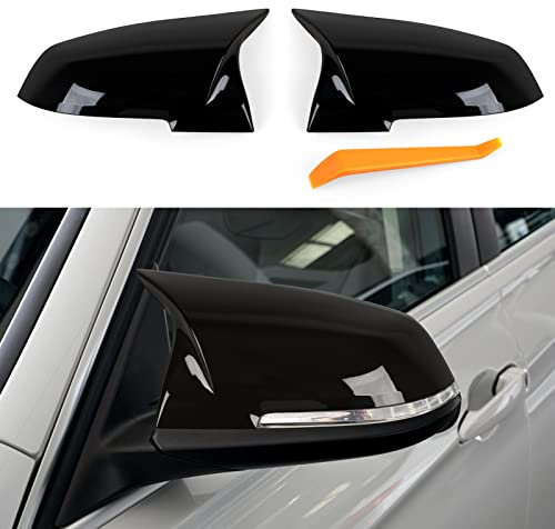Carbon Fiber Auto Aufkleber ABS Trim Tür Spiegel Abdeckungen Seitenspiegel Abdeckkappen Rückansicht Kompatibel mit BMW F20 F22 F23 F30 F31 F32 F33 F34 F36 F87 M2 X1 E84 Zubehör-Schwarz