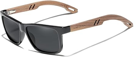 KINGSEVEN Marke Design TR90 + Walnuss Holz Handgemachte Sonnenbrille Männer Polarisierte Brillen Zubehör Sonnenbrille Verstärktes Scharnier (Schwarz Grau)