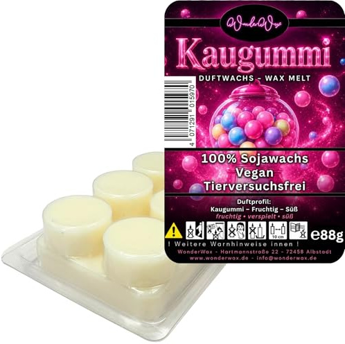 WonderWax® Duftriegel 6 x Duftwachs Kreise Weiß Kaugummi | Farbe: Weiß | Raumduft für Duftlampen, Wax Melt, Sojawachs, Indoor Duftöl Wachs schmelzen für Aromalampe