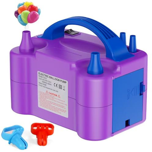 Pompa elettrica per palloncini con 2+2 ugelli, 2 modalità di funzionamento Gonfiaggio intelligente, 220 Volt 600 Watt, adatto per feste, matrimoni, decorazioni di compleanno