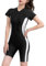 Beachkini Bademode Damen Boyleg Einteilig Badeanzug für Frauen Kurzarm-Badeanzug mit Frontreißverschluss Badeanzug,62 Weiß,XS