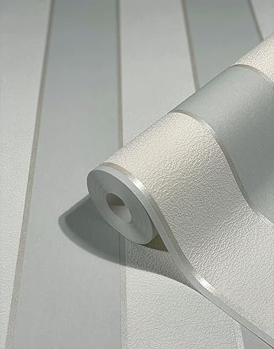 marburg Tapete Weiß Grau Streifen Modern für Wohnzimmer Schlafzimmer Made in Germany 10,05 x 0,53m