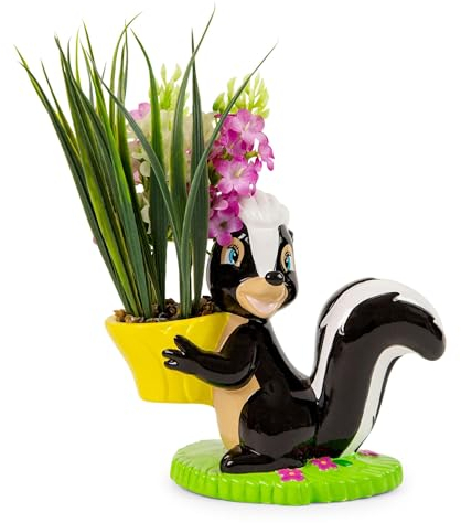 Silver Buffalo Disney Bambi Flower Skunk Keramik-Pflanzgefäß mit künstlichen Sukkulenten, 15,2 cm