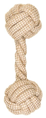 La cordeline Hundespielzeug, Seil aus Baumwolle, Hanf, natürlich, interaktives Spielzeug – Hantel 24 cm