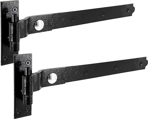 IRONTITE® Cranked Black Gate Hinges Heavy Duty 400mm (16”), Hook and Band Gate Hinges for Wooden Gates. Cranked Hinges with Fixings Included. (Black)