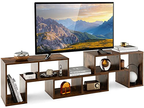 COSTWAY Consola de TV de 3 Piezas,Moderno Centro de Entretenimiento para Televisores 50-65 Pulgadas, Combinación de Librería para Almacenamiento y Exposición, Salón, Dormitorio y Estudio (marrón)