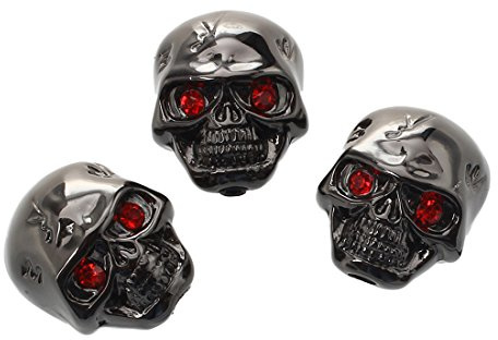 Oikabio Lautstärkeregler für E-Gitarre, Totenkopf-Kopf, Schwarz, 3 Stück