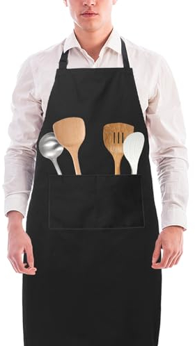 LEBEXY Kochschürze Baumwollschürze Schürze Grillschürze Werkenschürze baumwolle uni schwarz für männer herren jungen