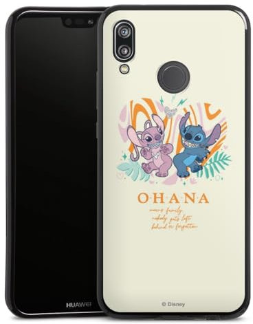 Silikon Hülle kompatibel mit Huawei P20 Lite Case schwarz Handyhülle Lilo & Stitch Offizielles Lizenzprodukt Disney