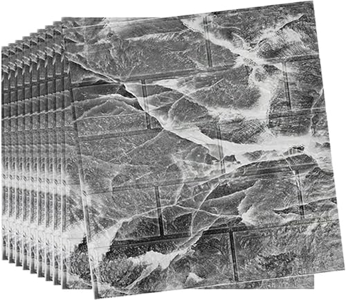 Homemari 10 Stück 3D Wandpaneele 35x38.5cm Selbstklebend Küchenrückwand Ziegel Tapeten Steinoptik 4 mm Steintapete Wandaufkleber Wasserdicht Wandtapete für Küche Schlafzimmer (Marmor Schwarz)