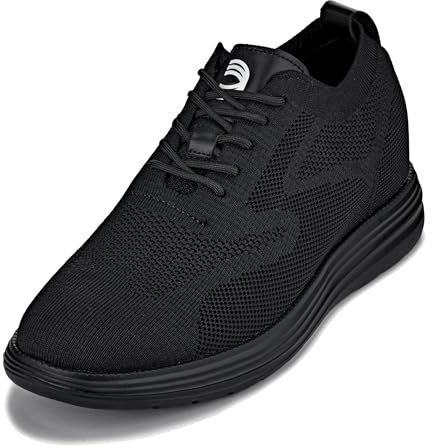 CALTO Scarpe da uomo invisibili, altezza crescente, ultra leggere, con lacci, sportive, 7,1 cm, Suola nera, 42 1/3 EU
