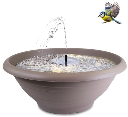 Set de fuente solar XL para exteriores, 55 cm, cuenco decorativo y fuente solar flotante, fuente de agua para exteriores, fuente de jardín para exteriores como baño para pájaros y balcón