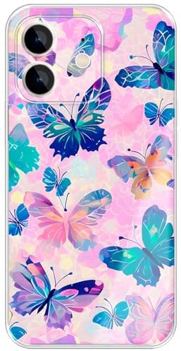 Berkin Arts compatitable with iPhone 12 Mini Transparent Butterfly Case with Luxurious Dreamy Lively Eye-catching Romantic Design Purple Pink Blue Color
